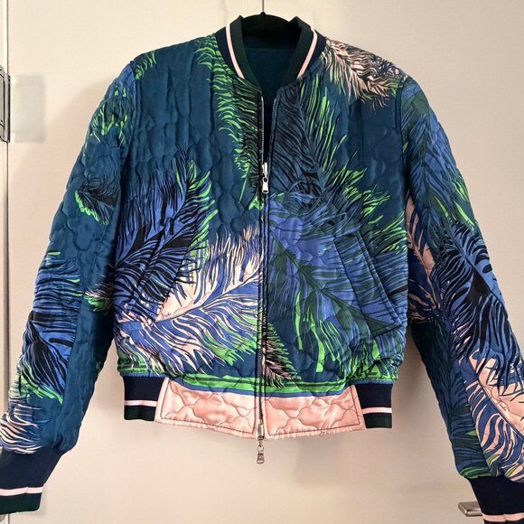 Emilio Pucci Jackets & Blazers - Emilio Pucci Silk Reversible Bomber Jacket Feather Print Blue Size IT 36 XS